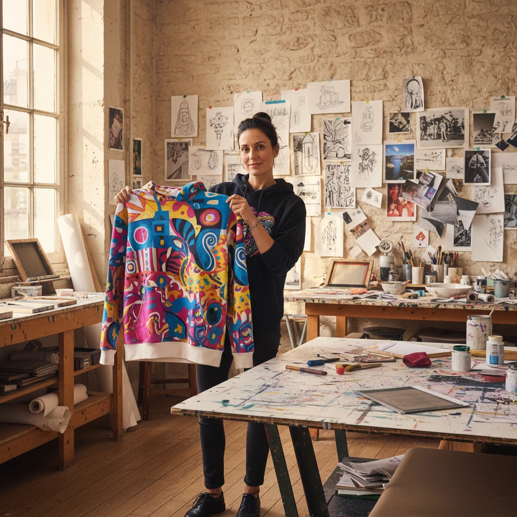 Artista independiente en su atelier de París